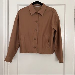 Uniqlo Tan Jersey Button Down Jacket Like New!